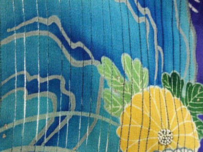 平和屋着物＊夏物　中国三大刺繍　相良刺繍　アンティーク　大正ロマン　色留袖　縦絽　両褄　手描き　鴛鴦文　正絹　逸品　AABJ8817st