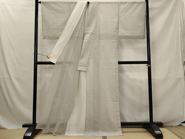 平和屋着物＊夏物　色無地　紗　芝紋紗　蕎麦切色　正絹　逸品　AABJ8819st