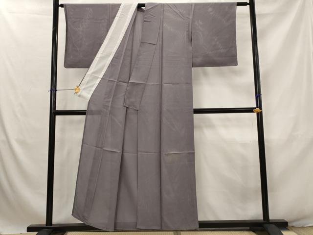 平和屋着物＊夏物　色無地　縦絽　葡萄鼠色　正絹　逸品　AABJ8822st