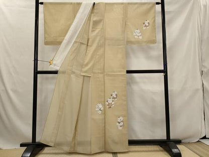 平和屋着物＊夏物　訪問着　絽　唐子　金彩　洗える着物　AABJ8826st