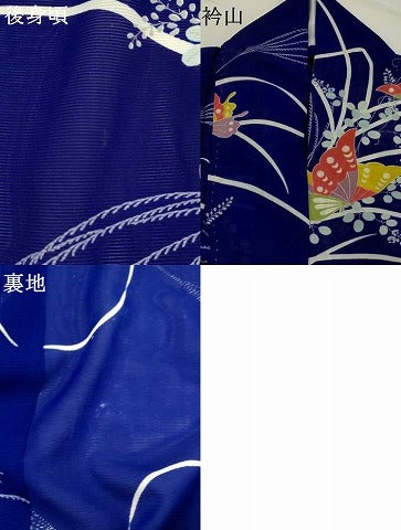 平和屋着物＊夏物　小紋　絽　花蝶文　正絹　逸品　AABJ8828st