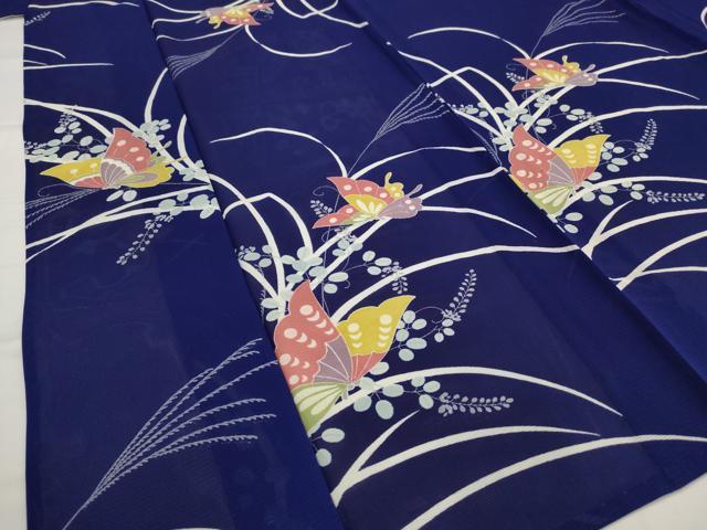 平和屋着物＊夏物　小紋　絽　花蝶文　正絹　逸品　AABJ8828st