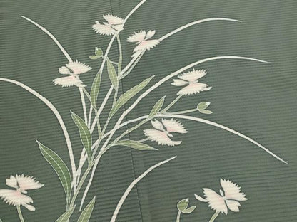平和屋着物＊夏物　訪問着　絽　刺繍　草花文　銀彩　三越扱い　正絹　逸品　AABJ8829st