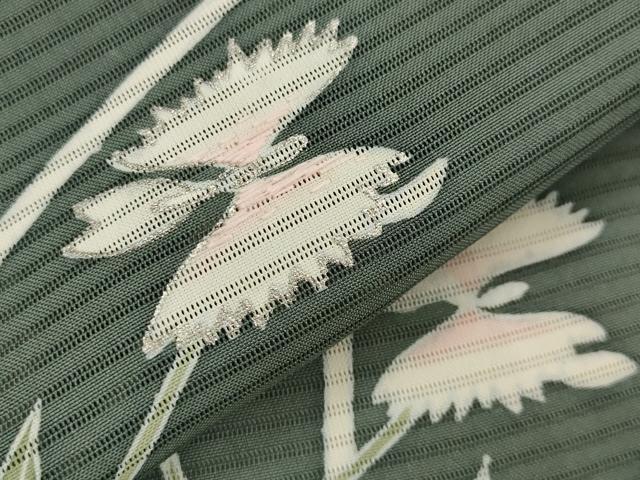 平和屋着物＊夏物　訪問着　絽　刺繍　草花文　銀彩　三越扱い　正絹　逸品　AABJ8829st