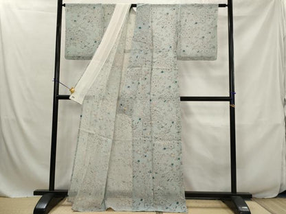 平和屋着物＊夏物　小紋　紗　亀甲花文　三越扱い　正絹　逸品　AABJ8837st