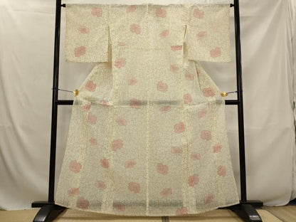 平和屋着物＊夏物　小紋　紗　花尽し　AABJ8845st