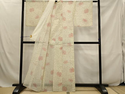 平和屋着物＊夏物　小紋　紗　花尽し　AABJ8845st