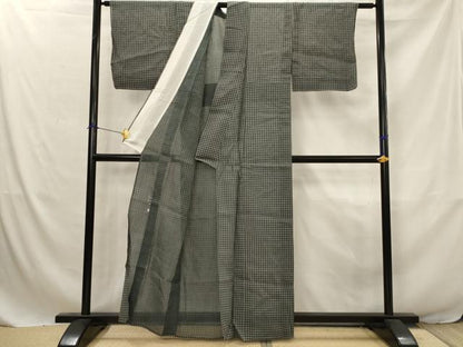 平和屋着物＊夏物　江戸小紋　伝統工芸士　田島敬之　菱文　絹麻　逸品　AABJ8850st