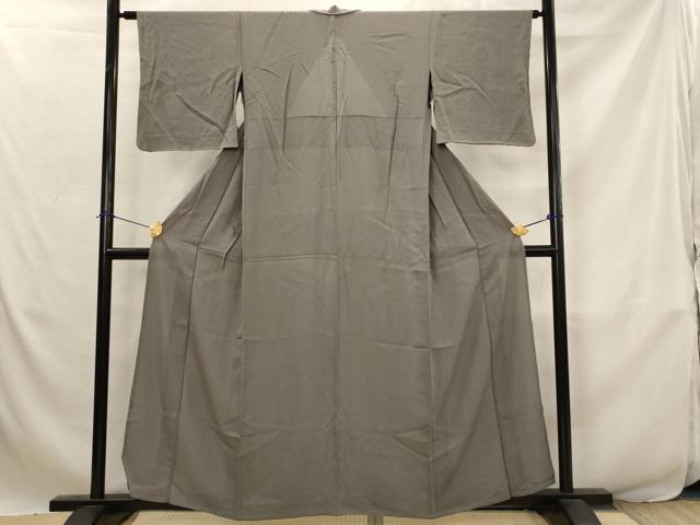 平和屋着物＊夏物　色無地　縦絽　丼鼠色　正絹　逸品　AABJ8851st