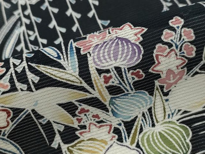 平和屋着物＊夏物　訪問着　絽　流水花文　黒地　正絹　逸品　AABJ8853st