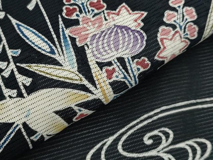 平和屋着物＊夏物　訪問着　絽　流水花文　黒地　正絹　逸品　AABJ8853st