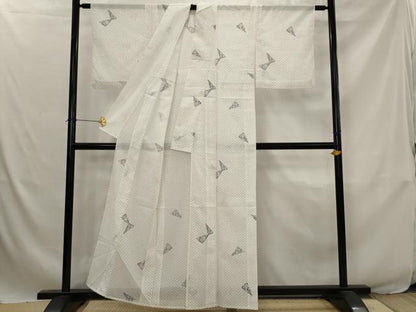 平和屋着物＊夏物　小紋　絽　草花文　洗える着物　AABJ8855st
