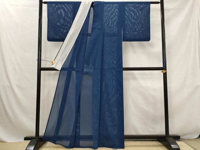 平和屋着物＊夏物　色無地　絽　紺青色　正絹　逸品　AABJ8857st
