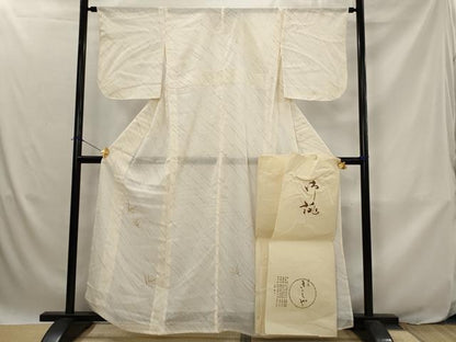 平和屋着物＊夏物　銀座きしや　訪問着　紗　駒刺繍　若松文　金糸　たとう紙付き　正絹　逸品　AABJ8861st