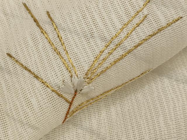 平和屋着物＊夏物　銀座きしや　訪問着　紗　駒刺繍　若松文　金糸　たとう紙付き　正絹　逸品　AABJ8861st