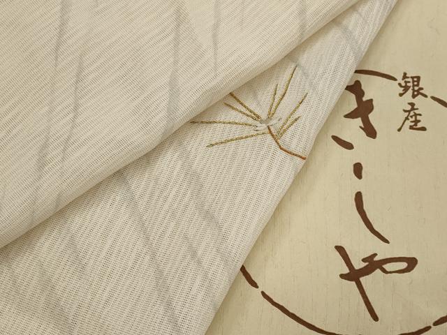 平和屋着物＊夏物　銀座きしや　訪問着　紗　駒刺繍　若松文　金糸　たとう紙付き　正絹　逸品　AABJ8861st
