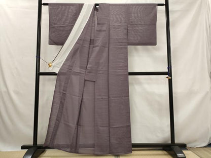 平和屋着物＊夏物　色無地　絽　葡萄鼠色　洗える着物　AABJ8862st
