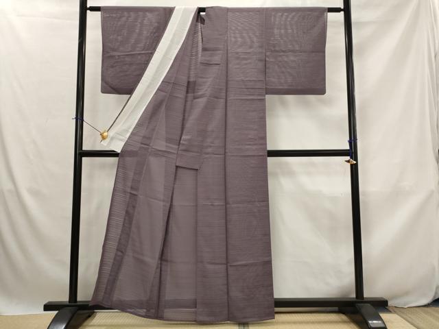 平和屋着物＊夏物　色無地　絽　葡萄鼠色　洗える着物　AABJ8862st