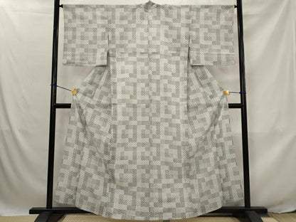 平和屋着物＊夏物　小紋　絽　草花文　洗える着物　AABJ8865st