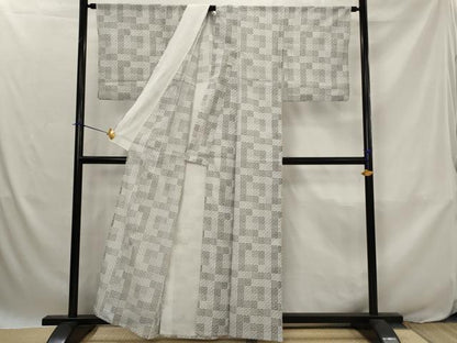 平和屋着物＊夏物　小紋　絽　草花文　洗える着物　AABJ8865st
