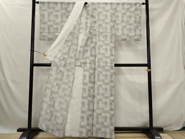 平和屋着物＊夏物　小紋　絽　草花文　洗える着物　AABJ8865st