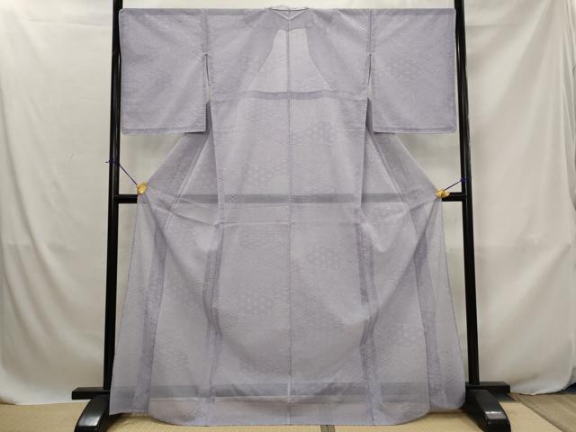 平和屋着物＊夏物　小紋　絽　吉祥亀甲文　洗える着物　AABJ8868st