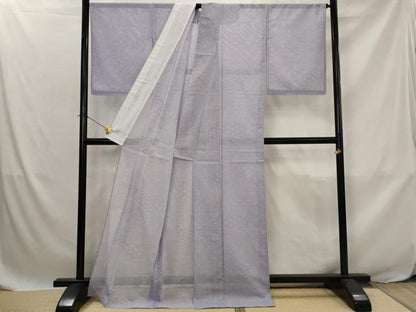 平和屋着物＊夏物　小紋　絽　吉祥亀甲文　洗える着物　AABJ8868st