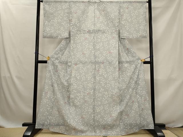 平和屋着物＊夏物　小紋　絽　草葉文　洗える着物　AABJ8870st