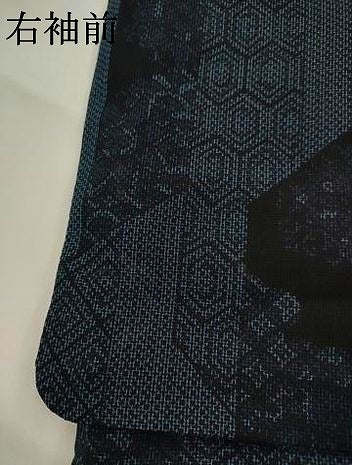 平和屋着物＊夏物　小紋　紗　短冊花文　洗える着物　AABJ8871st