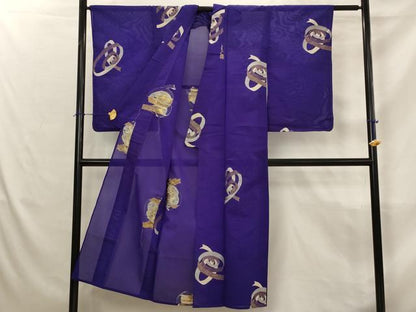 平和屋着物＊夏物　小紋　紗　鬘帯文　正絹　逸品　AABJ8872st