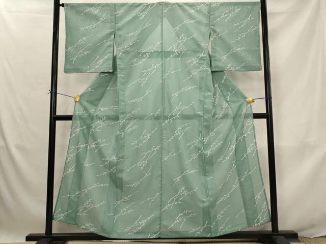 平和屋着物＊夏物　小紋　絽　草葉文　洗える着物　AABJ8877st