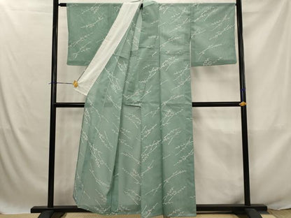 平和屋着物＊夏物　小紋　絽　草葉文　洗える着物　AABJ8877st
