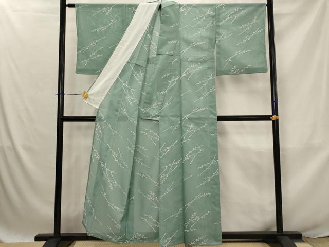 平和屋着物＊夏物　小紋　絽　草葉文　洗える着物　AABJ8877st