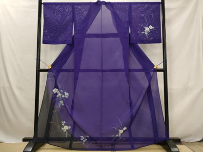 平和屋着物＊夏物　訪問着　絽　枝花文　暈し染め　金彩　洗える着物　AABJ8878st