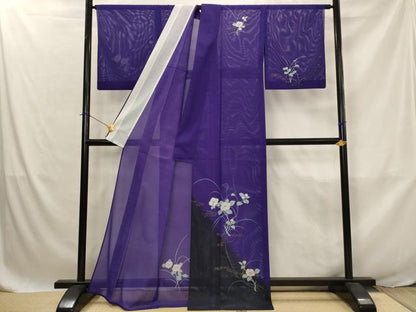 平和屋着物＊夏物　訪問着　絽　枝花文　暈し染め　金彩　洗える着物　AABJ8878st