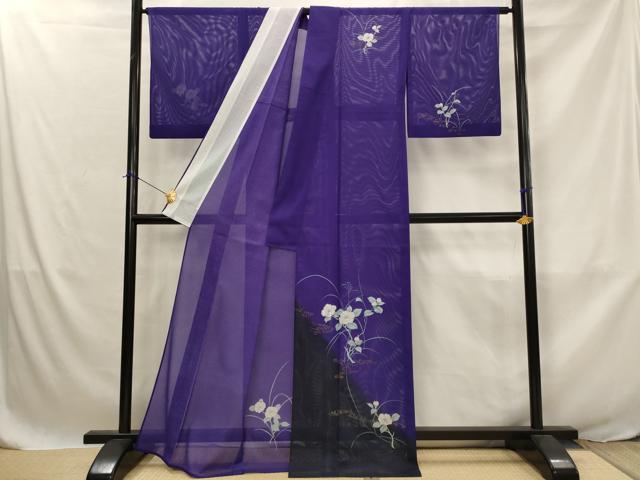 平和屋着物＊夏物　訪問着　絽　枝花文　暈し染め　金彩　洗える着物　AABJ8878st