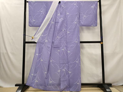 平和屋着物＊夏物　小紋　絽　草花文　洗える着物　AABJ8879st