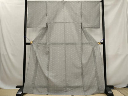 平和屋着物＊夏物　小紋　紗　麻の葉文様　やまと誂製　ロング丈　洗える着物　AABJ8880st