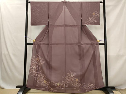 平和屋着物＊夏物　訪問着　絽　松葉文　正絹　逸品　AABJ8886st