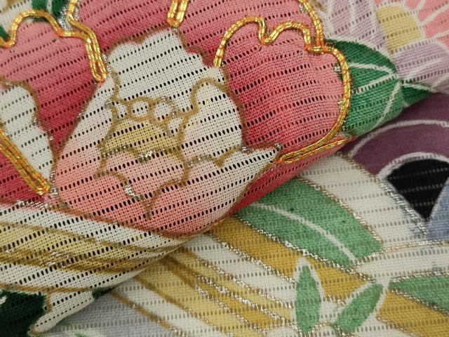 平和屋着物＊夏物　黒留袖　絽　駒刺繍　吉祥孔雀花文　銀彩　洗える着物　AABJ8897st