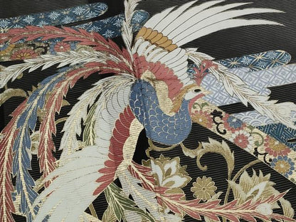 平和屋着物＊夏物　黒留袖　絽　吉祥鳳凰更紗花文　金彩　洗える着物　AABJ8900st