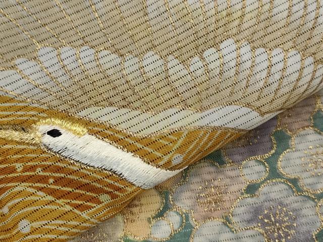 平和屋着物＊夏物　黒留袖　絽　刺繍　流水飛鶴花文　金糸　金彩　洗える着物　AABJ8901st