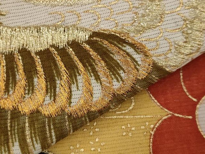 平和屋着物＊夏物　黒留袖　絽　刺繍　飛鶴花文　金糸　金彩　洗える着物　AABJ8903st
