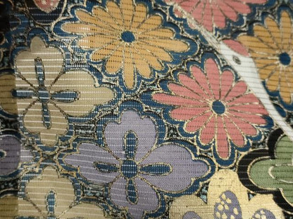 平和屋着物＊夏物　黒留袖　絽　飛鶴花菱文　金彩　洗える着物　AABJ8905st
