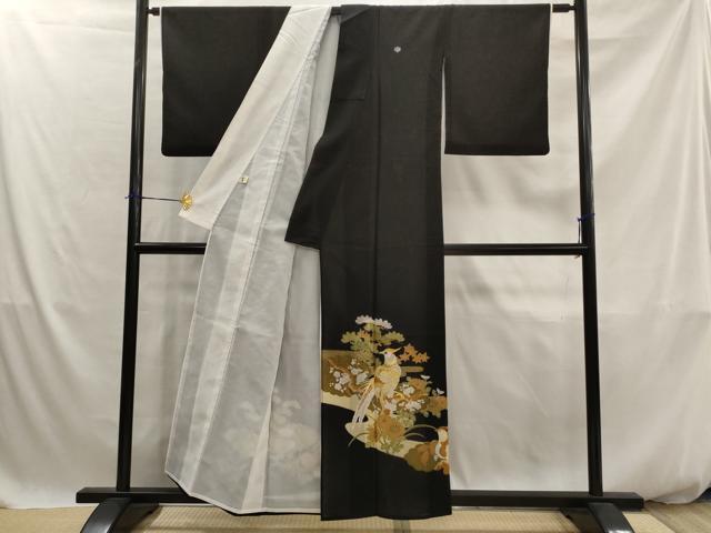 平和屋着物＊夏物　黒留袖　絽　松竹梅　雉　金彩　洗える着物　AABJ8910st
