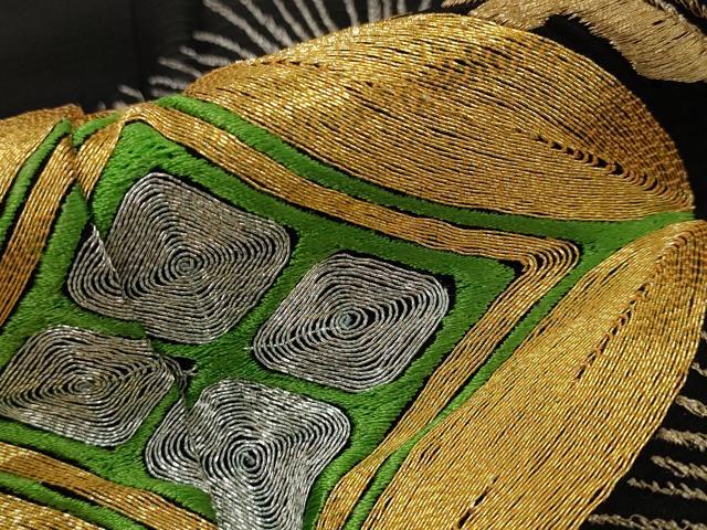 平和屋着物＊夏物　黒留袖　絽　駒刺繍　花菱松文　金銀糸　洗える着物　AABJ8911st