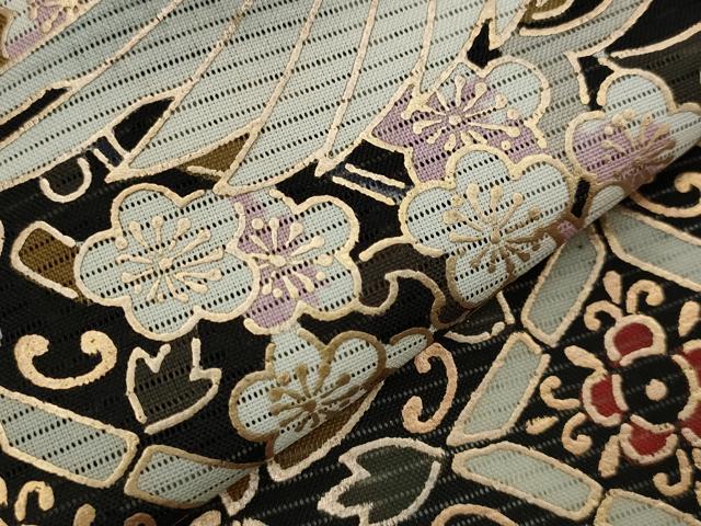 平和屋着物＊夏物　黒留袖　絽　飛鶴花文　金彩　洗える着物　AABJ8912st
