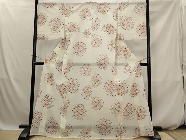 平和屋着物＊夏物　小紋　紗　丸文　洗える着物　AABJ8914st
