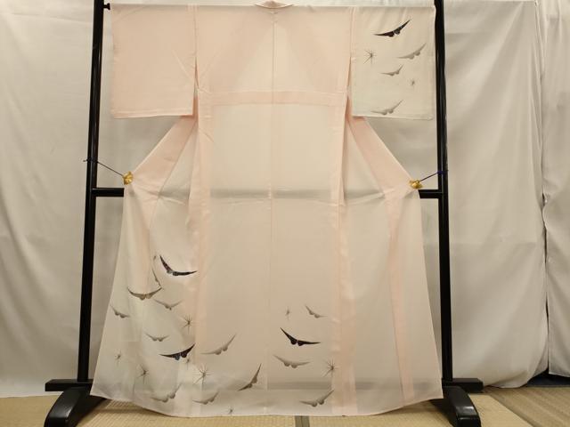 平和屋着物＊夏物　訪問着　縦絽　舞蝶文　暈し染め　金彩　正絹　逸品　AABJ8917st