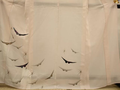 平和屋着物＊夏物　訪問着　縦絽　舞蝶文　暈し染め　金彩　正絹　逸品　AABJ8917st